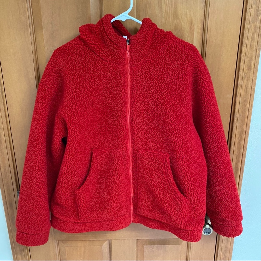 Fabletics Jackets | Red Fleece Zip Up